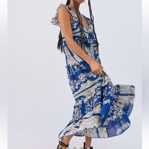 Magnolia Blue ruffle Midi/maxi Dress